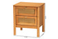 Baxton Studio Jenn Golden Brown Wood Japandi 2-Drawer Nightstand with Distressed-Finished Rattan FredCo