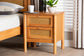 Baxton Studio Jenn Golden Brown Wood Japandi 2-Drawer Nightstand with Distressed-Finished Rattan FredCo