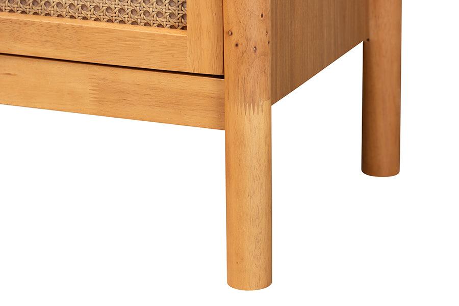 Baxton Studio Jenn Golden Brown Wood Japandi 3-Piece Storage Set with Distressed-Finished Rattan FredCo