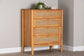 Baxton Studio Jenn Golden Brown Wood Japandi 4-Drawer Chest with Distressed-Finished Rattan FredCo