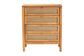 Baxton Studio Jenn Golden Brown Wood Japandi 4-Drawer Chest with Distressed-Finished Rattan FredCo