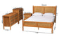 Baxton Studio Jenn Golden Brown Wood Japandi 4-Piece Queen Size Bedroom Set with Distressed-Finished Rattan FredCo