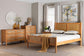 Baxton Studio Jenn Golden Brown Wood Japandi 4-Piece Queen Size Bedroom Set with Distressed-Finished Rattan FredCo