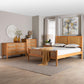 Baxton Studio Jenn Golden Brown Wood Japandi 4-Piece Queen Size Bedroom Set with Distressed-Finished Rattan FredCo