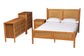 Baxton Studio Jenn Golden Brown Wood Japandi 4-Piece Queen Size Bedroom Set with Distressed-Finished Rattan FredCo