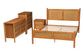 Baxton Studio Jenn Golden Brown Wood Japandi 4-Piece Queen Size Bedroom Set with Distressed-Finished Rattan FredCo