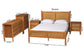 Baxton Studio Jenn Golden Brown Wood Japandi 5-Piece Queen Size Bedroom Set with Distressed-Finished Rattan FredCo