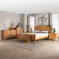Baxton Studio Jenn Golden Brown Wood Japandi 5-Piece Queen Size Bedroom Set with Distressed-Finished Rattan FredCo