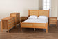 Baxton Studio Jenn Golden Brown Wood Japandi 5-Piece Queen Size Bedroom Set with Distressed-Finished Rattan FredCo