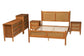 Baxton Studio Jenn Golden Brown Wood Japandi 5-Piece Queen Size Bedroom Set with Distressed-Finished Rattan FredCo