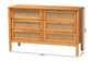 Baxton Studio Jenn Golden Brown Wood Japandi 6-Drawer Dresser with Distressed-Finished Rattan FredCo