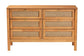 Baxton Studio Jenn Golden Brown Wood Japandi 6-Drawer Dresser with Distressed-Finished Rattan FredCo