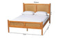 Baxton Studio Jenn Golden Brown Wood Japandi Queen Size Platform Bed with Distressed-Finished Rattan FredCo