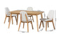 Baxton Studio Jennica 5-Piece Dining Set - Solid Wood Rectangular Table with Boucle Upholstered Chairs, Mid-Century Modern Dining Furniture for Kitchen or Dining Room, Natural and White FredCo
