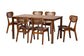 Baxton Studio Jeriah Mid-Century Modern Walnut Brown Finished Wood and Woven Rattan 7-Piece Dining Set FredCo