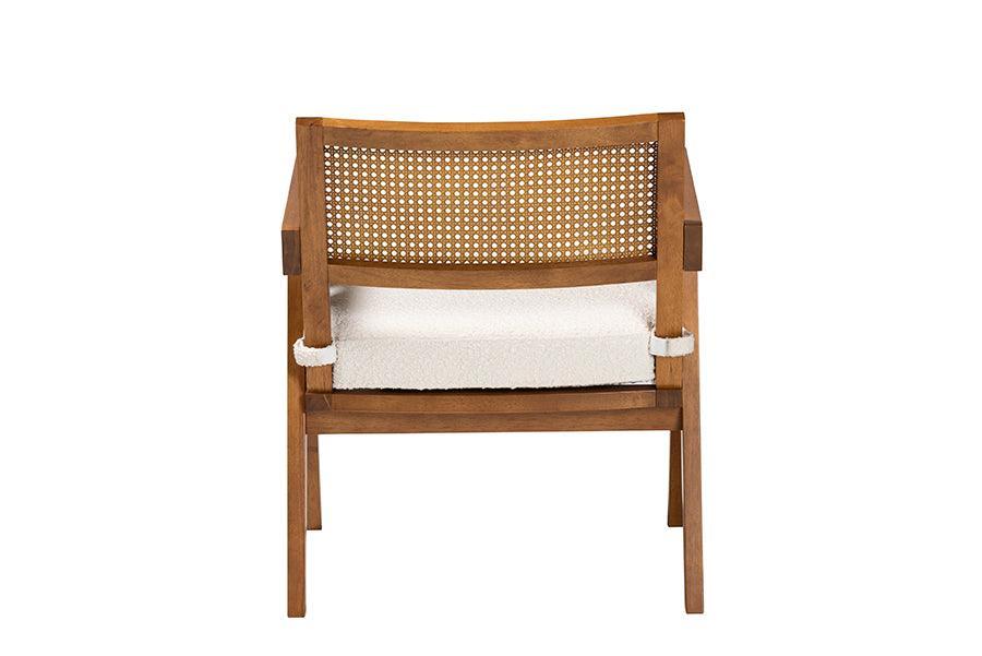 Baxton Studio Jetsam Japandi Cream Boucle Fabric and Walnut Brown Finished Wood Arm Chair FredCo