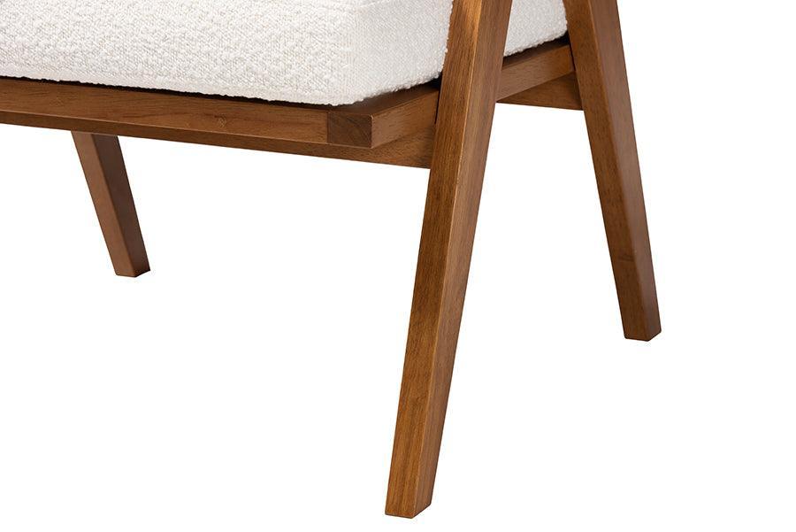 Baxton Studio Jetsam Japandi Cream Boucle Fabric and Walnut Brown Finished Wood Arm Chair FredCo