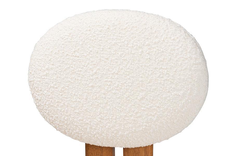 Baxton Studio Kacela Modern Japandi Cream Boucle Fabric and Walnut Brown Finished Wood 2-Piece Dining Chair Set FredCo