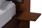 Baxton Studio Kalista Transitional Modern Grey Fabric and Walnut Brown Wood Queen Size Bed with Built-In Side Tables FredCo