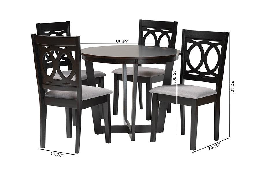 Baxton Studio Kara Modern Grey and Dark Brown Finished Wood 5-Piece Dining Set FredCo