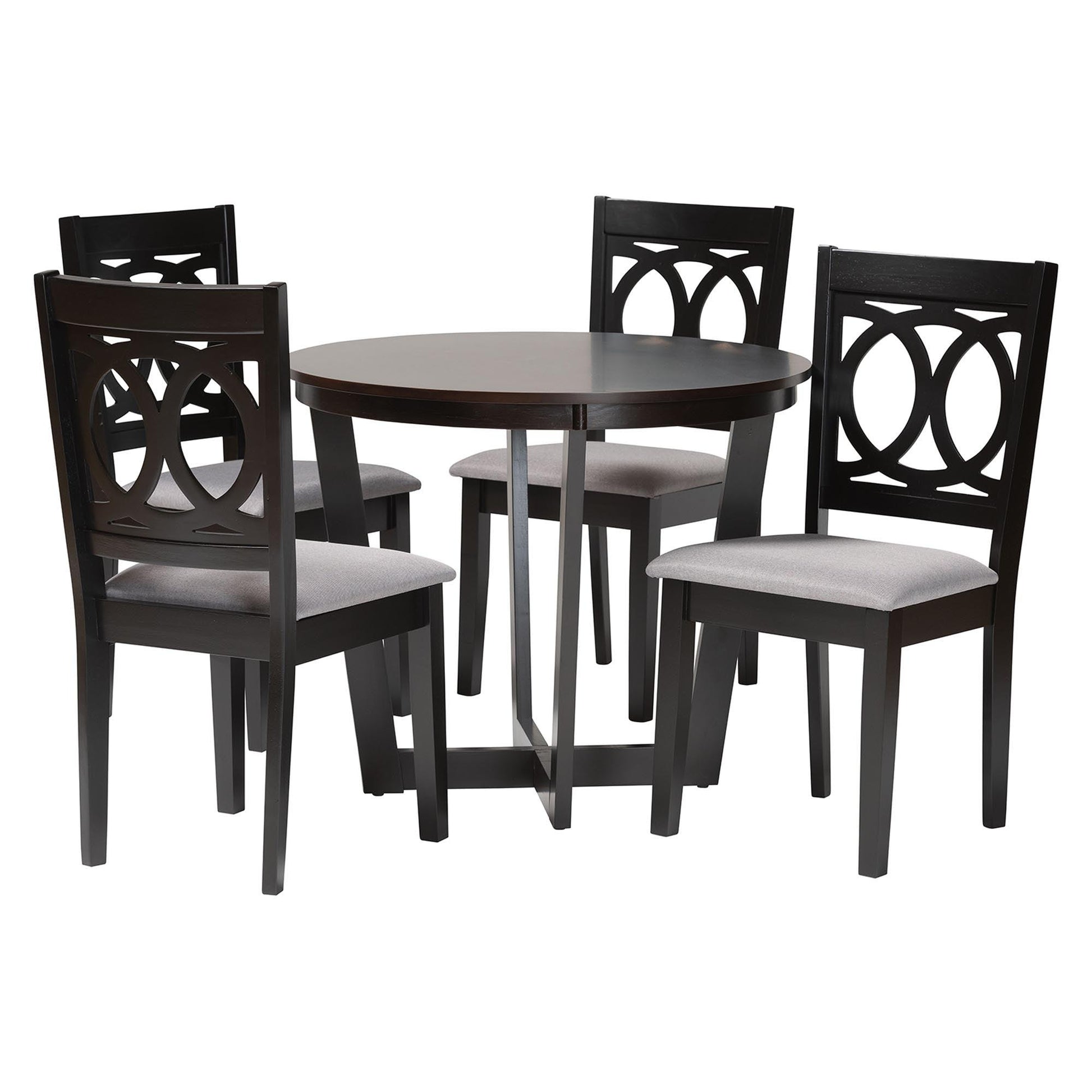 Baxton Studio Kara Modern Grey and Dark Brown Finished Wood 5-Piece Dining Set FredCo