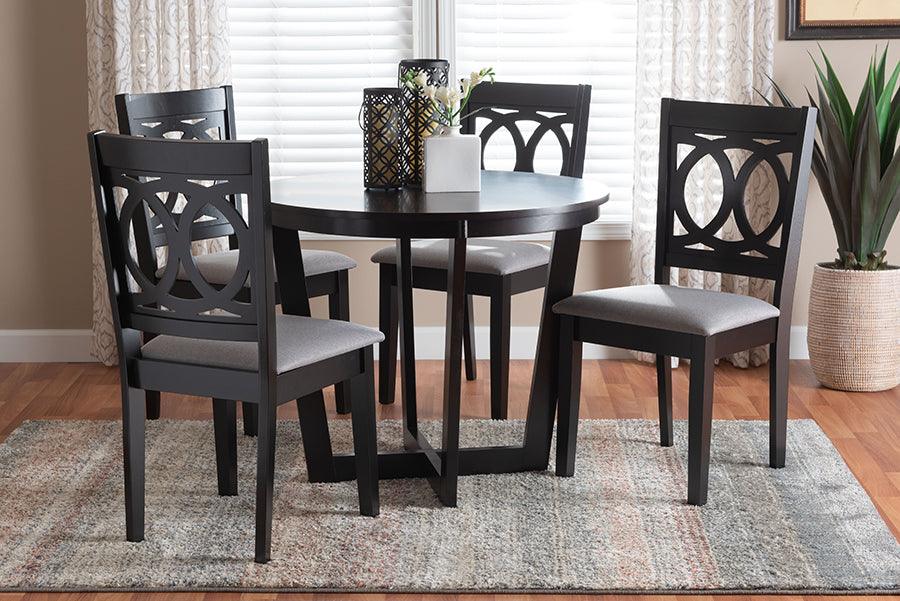 Baxton Studio Kara Modern Grey and Dark Brown Finished Wood 5-Piece Dining Set FredCo