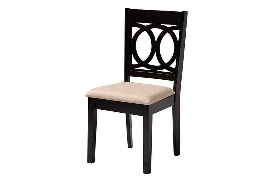 Baxton Studio Kara Modern Sand Dark Brown Finished Wood 5-Piece Dining Set FredCo