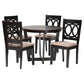 Baxton Studio Kara Modern Sand Dark Brown Finished Wood 5-Piece Dining Set FredCo
