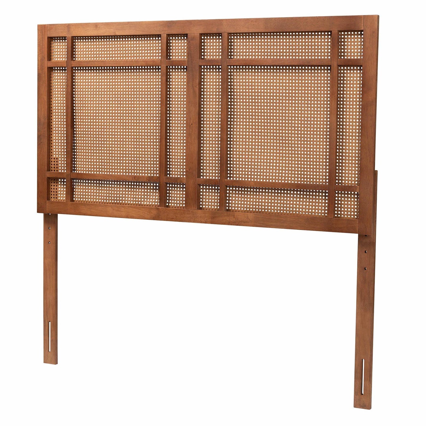 Baxton Studio Katrice Mid-Century Modern Ash Walnut Finished Wood Headboard with Rattan FredCo