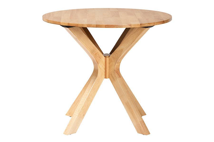 Baxton Studio Kenji Modern Natural Brown Finished Wood 34-Inch-Wide Round Wood Dining Table FredCo