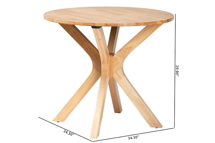 Baxton Studio Kenji Modern Natural Brown Finished Wood 34-Inch-Wide Round Wood Dining Table FredCo