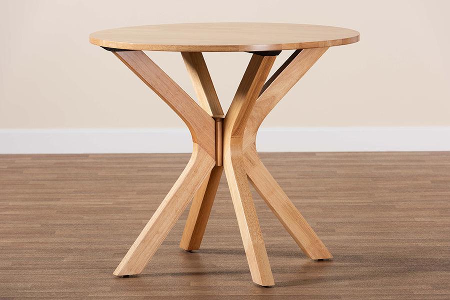 Baxton Studio Kenji Modern Natural Brown Finished Wood 34-Inch-Wide Round Wood Dining Table FredCo