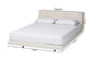 Baxton Studio King Alfie Boucle Floating Bed with Channel Tufted Headboard - Low Profile Minimalist Platform Bed Frame, Cream FredCo