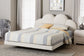 Baxton Studio King Barrera Floating Platform Bed with Scalloped Headboard - Low Profile Minimalist Boucle Upholstered Bed Frame, Cream FredCo
