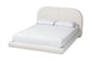 Baxton Studio King Cachet Floating Platform Bed with Rounded Headboard - Low Profile Minimalist Boucle Upholstered Bed Frame, Cream FredCo