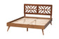 Mid-century modern wooden bed frame with geometric headboard design from FredCo International