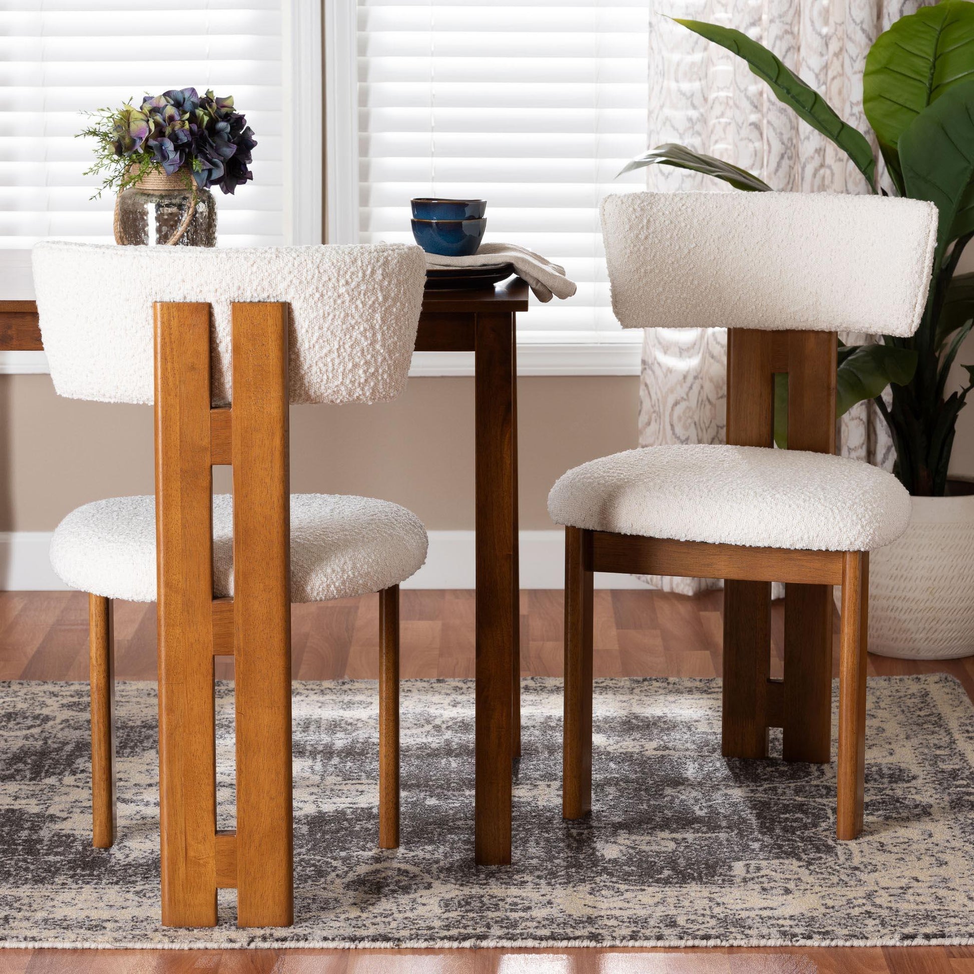 Baxton Studio Kyren Modern Cream Boucle Dining Chair FredCo