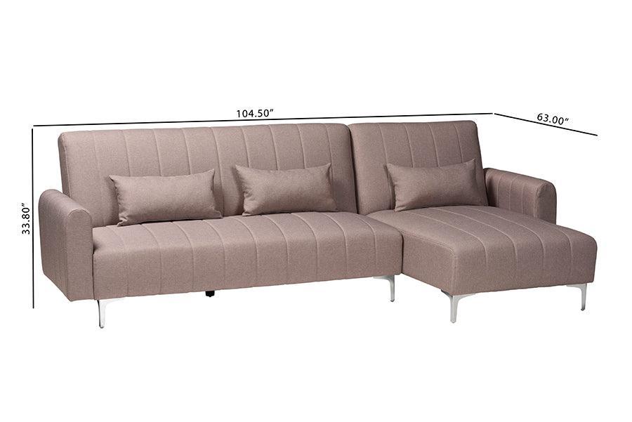 Baxton Studio Lanoma Contemporary Clay Fabric Upholstered Convertible Sleeper Sofa FredCo