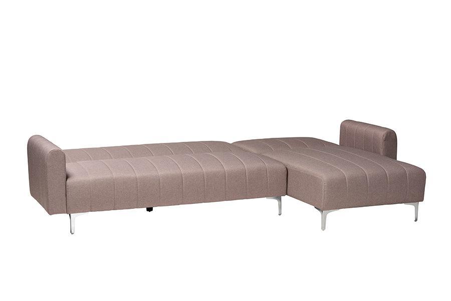 Baxton Studio Lanoma Contemporary Clay Fabric Upholstered Convertible Sleeper Sofa FredCo