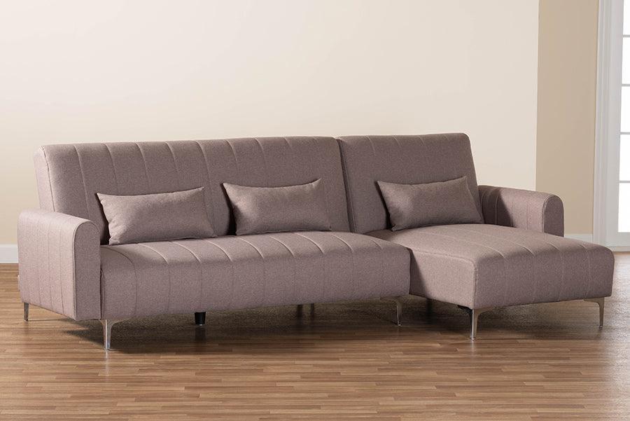 Baxton Studio Lanoma Contemporary Clay Fabric Upholstered Convertible Sleeper Sofa FredCo