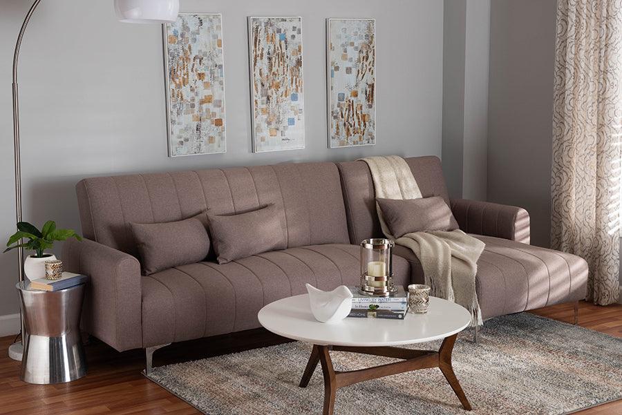 Baxton Studio Lanoma Contemporary Clay Fabric Upholstered Convertible Sleeper Sofa FredCo