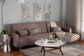 Baxton Studio Lanoma Contemporary Clay Fabric Upholstered Convertible Sleeper Sofa FredCo
