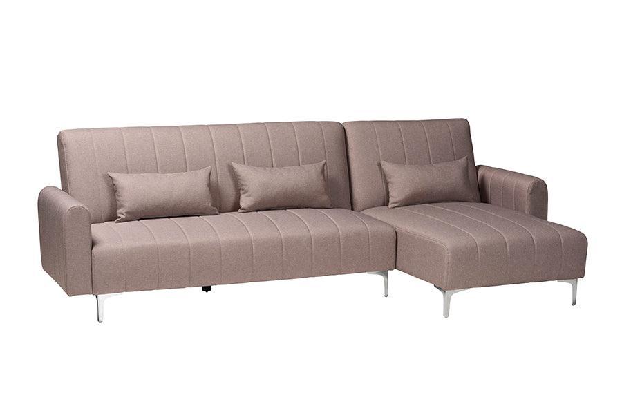 Baxton Studio Lanoma Contemporary Clay Fabric Upholstered Convertible Sleeper Sofa FredCo