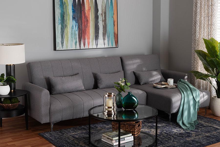 Baxton Studio Lanoma Contemporary Slate Grey Fabric Upholstered Convertible Sleeper Sofa FredCo