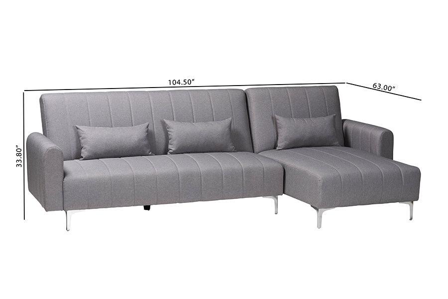 Baxton Studio Lanoma Contemporary Slate Grey Fabric Upholstered Convertible Sleeper Sofa FredCo