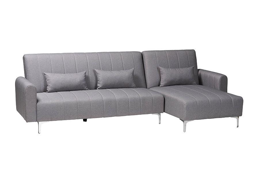 Baxton Studio Lanoma Contemporary Slate Grey Fabric Upholstered Convertible Sleeper Sofa FredCo