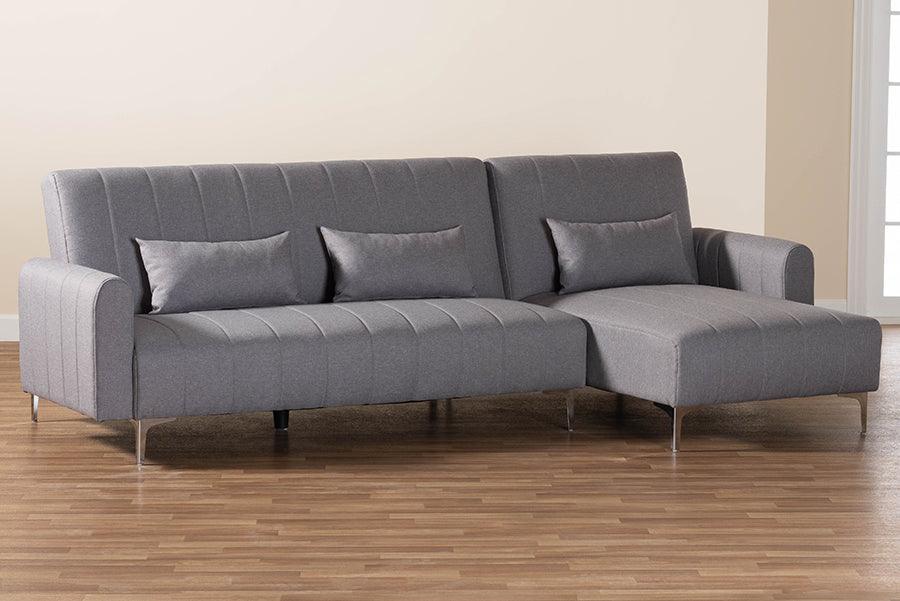 Baxton Studio Lanoma Contemporary Slate Grey Fabric Upholstered Convertible Sleeper Sofa FredCo
