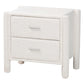 Baxton Studio Laria Modern White Teddy-Bear Fabric 2-Drawer Nightstand FredCo