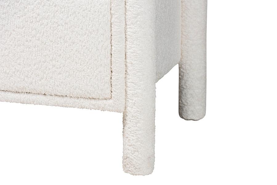 Baxton Studio Laria Modern White Teddy-Bear Fabric 6-Drawer Dresser FredCo