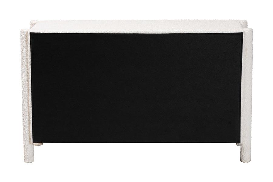 Baxton Studio Laria Modern White Teddy-Bear Fabric 6-Drawer Dresser FredCo